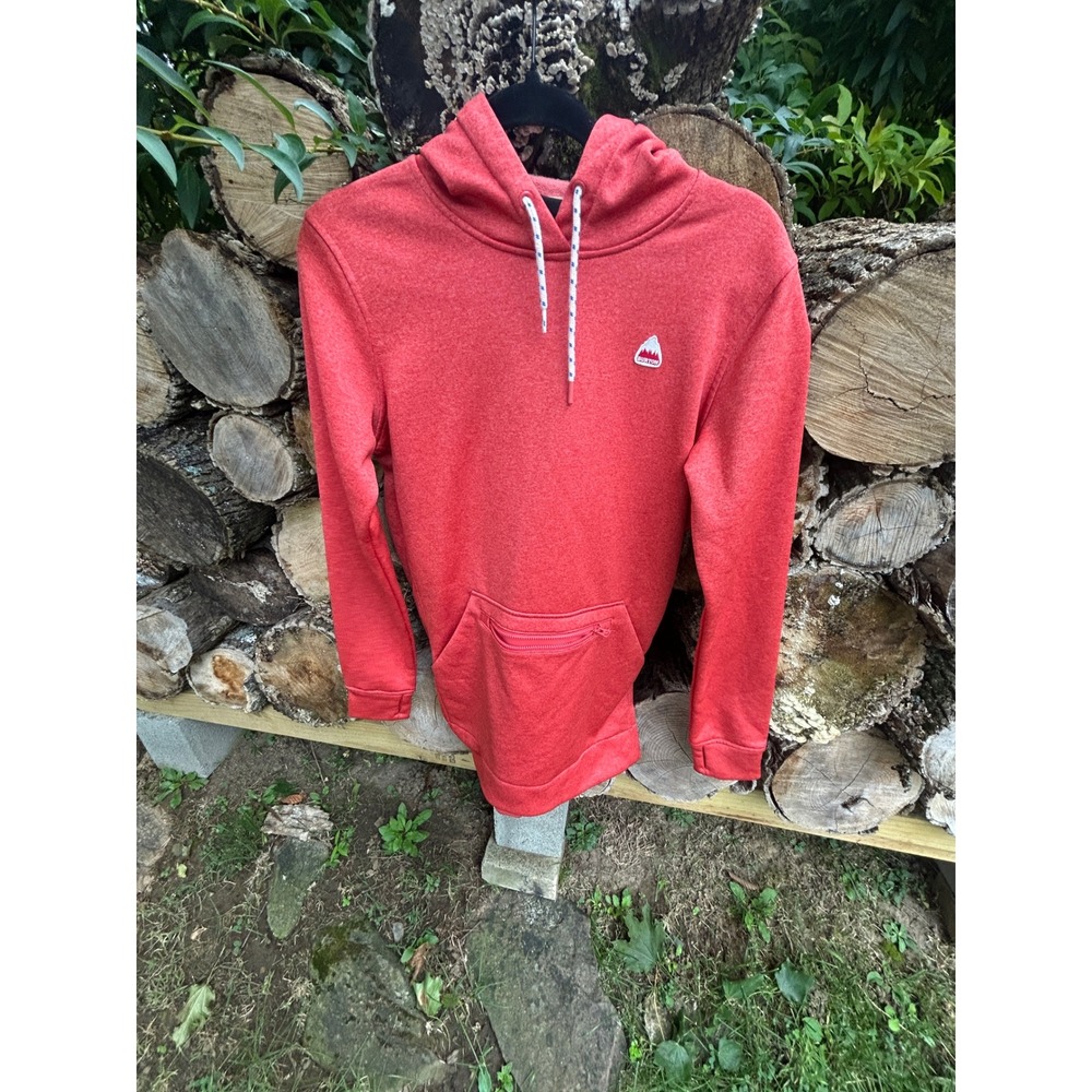 Burton Hoodie Fleece Longline Zippered Pocket Mountain Gorpcore Red Heathered S